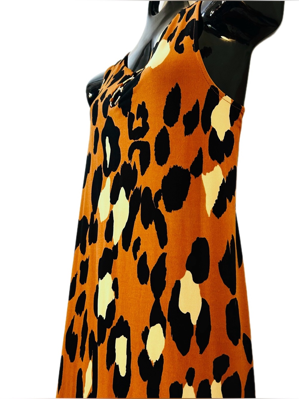 MSK Orange, Black & Cream Animal Print Sleeveless Top with Ring Detail - Picture 9 of 14